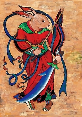 포토 JPG 동물 척추동물 한국전통 육지동물 포유류 상상 사람없음 십이지신 운세 토끼띠 토끼 칼 무사 반려 국내포토 전통 한국 반려동물 파일형식