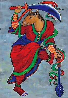 포토 JPG 동물 척추동물 한국전통 육지동물 포유류 상상 사람없음 방망이 십이지신 운세 말_동물 칼 말띠 무사 갑옷 국내포토 전통 한국 보호장비 파일형식