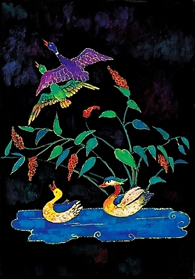 포토 JPG 식물 동물 척추동물 한국문화 한국전통 전통 호수 한쌍 잎 조류 하늘 오리 수묵화 사람없음 동양화 작품 한국화 꿩 국내포토 동양문화 한국 미술 파일형식