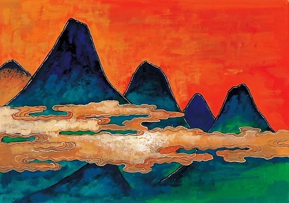 포토 JPG 구름 한국문화 한국전통 전통 하늘 산 수묵화 풍경 사람없음 동양화 작품 봉우리 한국화 국내포토 자연요소 동양문화 한국 미술 파일형식