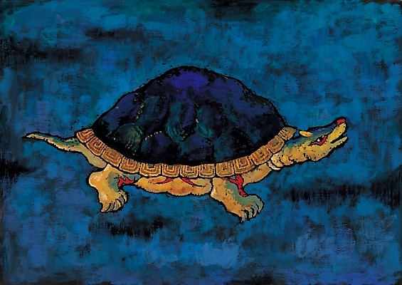 포토 JPG 동물 척추동물 한국문화 한국전통 전통 파충류 수묵화 사람없음 거북이 동양화 작품 한국화 십장생 국내포토 동양문화 한국 미술 파일형식