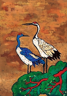 포토 JPG 동물 척추동물 한국문화 한국전통 전통 한쌍 조류 수묵화 사람없음 학 솔 소나무 동양화 작품 한국화 십장생 국내포토 나무 동양문화 한국 미술 파일형식