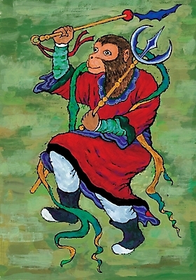 포토 JPG 동물 척추동물 한국전통 육지동물 창 포유류 상상 사람없음 십이지신 원숭이띠 원숭이 운세 봉 무사 국내포토 전통 무기 한국 파일형식