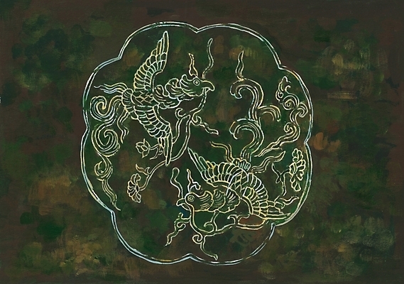 포토 JPG 동물 척추동물 한국문화 한국전통 전통 문양 상상 조류 수묵화 사람없음 한국화 봉황 봉황새 국내포토 동양문화 한국 미술 동양화 파일형식