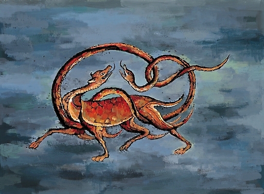 포토 JPG 동물 척추동물 한국전통 전통 한쌍 파충류 상상 실내 사람없음 십이지신 운세 뱀띠 뱀 동양화 그림 작품 국내포토 한국 미술 내부 파일형식