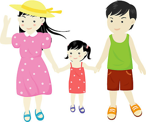 EPS 전신 클립아트 계절 여자 남자 어린이 여행 일러스트 가족 휴가 서기 사람 세명 여름 여름휴가 바캉스 휴양지 어린이만 국내일러스트 관계 모션 장소 파일형식 벡터 여름_계절