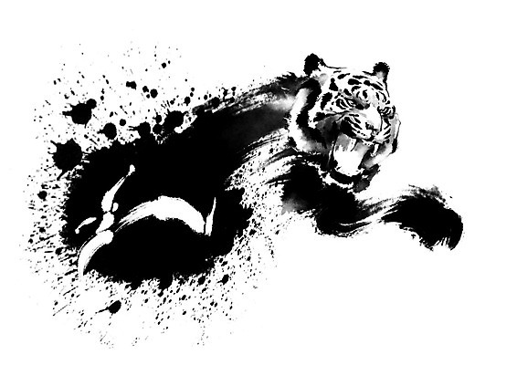 PSD 한마리 한국전통 실루엣 일러스트 캘리그라피 붓터치 흑백 사람 달리기 호랑이 번짐 포효 국내일러스트 1 전통 포유류 모션 한국 촬영기법 외침 파일형식 효과
