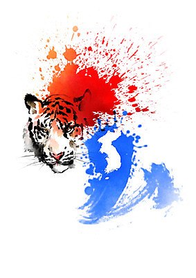 PSD 한마리 한국전통 일러스트 캘리그라피 붓터치 사람없음 자신감 호랑이 태극 번짐 국내일러스트 1 전통 문양 감정 포유류 한국 파일형식 효과