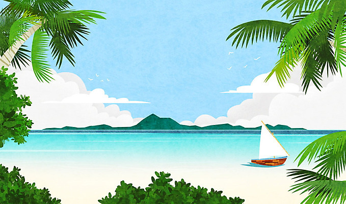 PSD 구름 바다 하늘색 백그라운드 일러스트 자연 휴가 산 풍경 해변 사람없음 여름 여름휴가 바캉스 모래사장 야자수 맑음 여름풍경 돛단배 시원함 자연백그라운드 계절백그라운드 여름배경 국내일러스트 자연요소 나무 계절 배_교통 날씨 파란색 생태계 파일형식 여름_계절