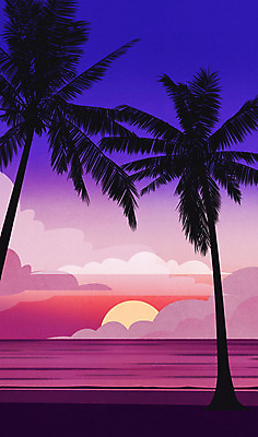 PSD 구름 바다 백그라운드 일러스트 자연 휴가 풍경 해변 사람없음 여름 파란색 여름휴가 바캉스 모래사장 야자수 태양 노을 보라색 일몰 여름풍경 자연백그라운드 계절백그라운드 여름배경 국내일러스트 자연요소 나무 계절 컬러 생태계 파일형식 여름_계절