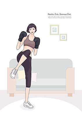 전신 우먼라이프 여자 거실 몸매관리 다이어트 일러스트 건강 한명 사람 성인 취미 운동복 운동 뷰티 건강관리 권투 권투글러브 킥 몸매 자기관리 킥복싱 태보 싱글라이프 성인여자한명만 홈트레이닝 오하운 레이어드홈 국내일러스트 AI파일 1 라이프스타일 옷 모션 관리 격투기 글러브 에어로빅 신조어 여자한명만 성인여자만 파일형식 벡터