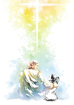 PSD 여자 남자 기독교 어린이 일러스트 캘리그라피 붓터치 사랑 소녀 성인 두명 예수 하나님 번짐 위로 돌봄 안식처 국내일러스트 감정 종교 모션 휴식 사람 신_종교 파일형식 효과