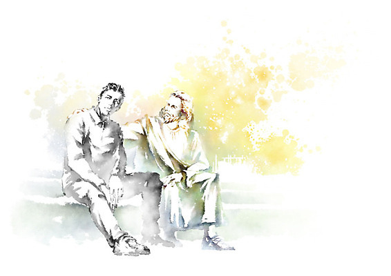 PSD 남자 기독교 일러스트 캘리그라피 붓터치 사랑 성인 두명 예수 하나님 번짐 위로 돌봄 안식처 성인남자만 국내일러스트 감정 종교 모션 휴식 사람 신_종교 남자만 성인만 파일형식 효과