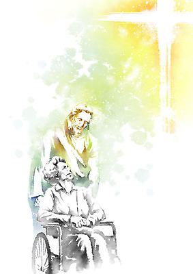 PSD 여자 노년 남자 기독교 할머니 일러스트 캘리그라피 붓터치 사랑 성인 두명 예수 하나님 휠체어 번짐 위로 돌봄 안식처 성인만 국내일러스트 감정 종교 모션 휴식 사람 신_종교 파일형식 효과