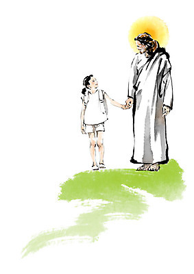 PSD 여자 남자 기독교 어린이 일러스트 캘리그라피 붓터치 사랑 소녀 성인 두명 손잡기 예수 하나님 즐거움 번짐 돌봄 안식처 국내일러스트 감정 종교 모션 휴식 사람 신_종교 파일형식 효과