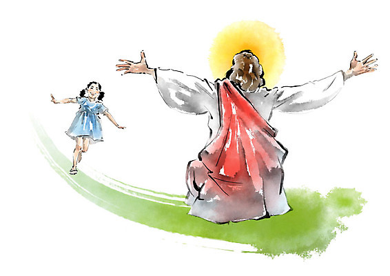 PSD 여자 남자 기독교 어린이 일러스트 캘리그라피 팔벌리기 붓터치 사랑 소녀 성인 달리기 예수 하나님 즐거움 번짐 돌봄 안식처 국내일러스트 감정 종교 모션 휴식 사람 신_종교 파일형식 효과