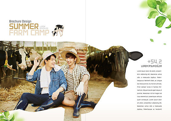 PSD 템플릿 표지디자인 북디자인 출판디자인 남자 내지 리플렛 북커버 팜플렛 20대 청년 성인 두명 농장 농사 한국인 체험 젖소 농장체험 성인남자만 이미지템플릿 컨셉 농업 사람 동양인 체험학습 소 남자만 성인만 파일형식