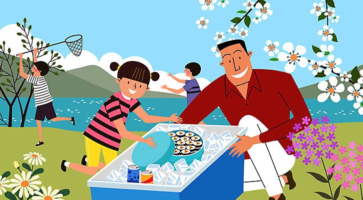 나무 꽃 음료 어린이 음식 일러스트 가족 사람 여러명 성인 강 소풍 야외활동 건강관리 잠자리 즐거움 예방 김밥 채집망 아이스박스 건강수칙 봄소풍 식중독 국내일러스트 AI파일 식물 감정 다수 곤충 관계 건강 관리 봄 파일형식 벡터