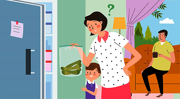 여자 남자 어린이 채소 일러스트 가족 오이 사람 소년 성인 세명 소파 건강관리 청결 위생 고민 예방 냉장고 의심 건강수칙 식중독 위생관리 지퍼백 국내일러스트 AI파일 감정 의자 관계 건강 관리 가전제품 패키지 파일형식 벡터