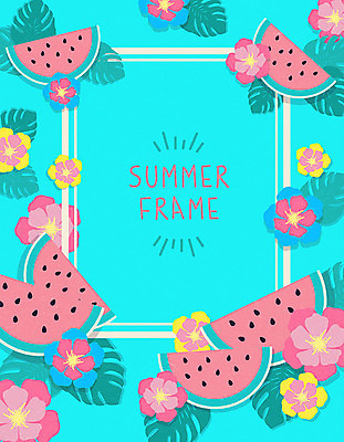 꽃 백그라운드 일러스트 휴가 여름음식 수박 사각프레임 프레임 사람없음 여름 여름휴가 바캉스 야자수잎 몬스테라 프레임일러스트 트로피컬아트 제철과일 국내일러스트 AI파일 식물 계절 음식 잎 과일 사각형 그림 제철 파일형식 벡터 여름_계절
