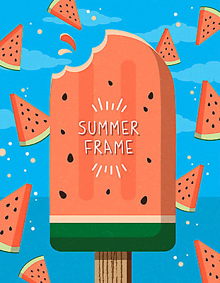 백그라운드 일러스트 휴가 아이스크림 여름음식 수박 사각프레임 프레임 사람없음 여름 여름휴가 바캉스 여러개 막대아이스크림 프레임일러스트 제철과일 국내일러스트 AI파일 계절 음식 다수 과일 디저트 사각형 제철 파일형식 벡터 여름_계절