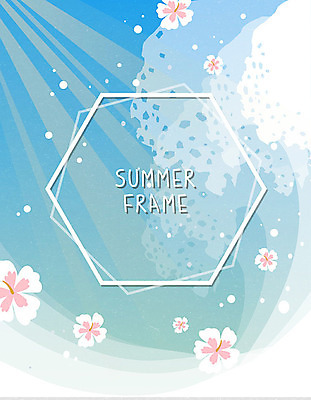 파도 백그라운드 일러스트 휴가 프레임 사람없음 여름 파란색 여름휴가 바캉스 햇빛 벚꽃 다각형 프레임일러스트 국내일러스트 AI파일 도형 계절 꽃 바다 컬러 태양 파일형식 벡터 여름_계절