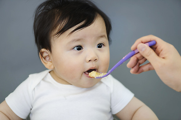포토 JPG 스튜디오촬영 손 남자 실내 근접촬영 상반신 두명 앞모습 신체부위 귀여움 숟가락 한국인 성장 아기 보호 먹기 이유식 국내포토 음식 뷰포인트 컨셉 모션 수저 사람 동양인 내부 파일형식