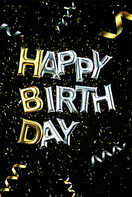 PSD 편집이미지 알파벳 영어 백그라운드 텍스트 대문자 타이포그라피 사람없음 3D소스 3D 검은색 디지털합성 오브젝트 꽃가루 풍선 해피버스데이 더스트파티클 편집소스 편집3D 문자 컬러 생일 가루 파일형식