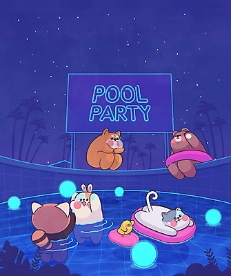 동물캐릭터 여러마리 일러스트 곰 수영장 병아리 사람없음 친구 파티 귀여움 고양이 토끼 강아지 남색 즐거움 네온 튜브 레서판다 국내일러스트 일러캐릭터 AI파일 동물 캐릭터 감정 컬러 다수 컨셉 포유류 관계 조류 이벤트 반려동물 개 파일형식 벡터