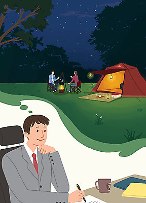 PSD 여자 남자 행복 여행 일러스트 상상 자연 휴가 텐트 사람 세명 사무실 희망 기쁨 캠핑 작업 계획 즐거움 힐링 여름밤 위시리스트 휴가철 성인남자만 성인만 국내일러스트 감정 컨셉 비즈니스 레저 캠핑도구 여름 야간 생태계 남자만 파일형식