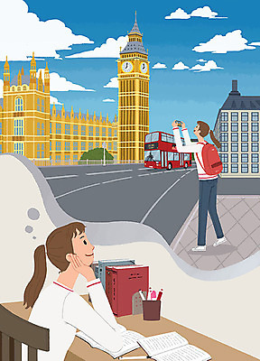 PSD 여자 행복 유럽 해외여행 여행 일러스트 상상 휴가 영국 사람 두명 희망 기쁨 계획 책상 즐거움 배낭여행 런던 힐링 빅벤 이층버스 설레임 위시리스트 휴가철 성인여자만 국내일러스트 해외 감정 나라 가구 컨셉 버스 시계탑 여자만 성인만 파일형식