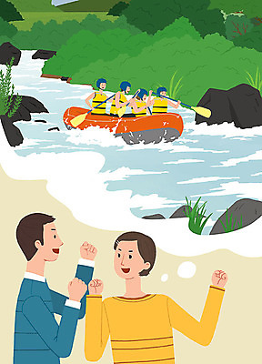 PSD 여자 남자 행복 여행 일러스트 자연 레저 휴가 사람 여러명 여름 레포츠 여름휴가 바캉스 강 희망 기쁨 수상스포츠 계획 급류타기 즐거움 휴양지 힐링 여름스포츠 래프팅보트 위시리스트 하계레포츠 휴가철 성인만 국내일러스트 계절 감정 스포츠 다수 컨셉 장소 생태계 파일형식 여름_계절