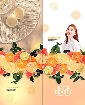 PSD 템플릿 표지디자인 북디자인 출판디자인 여자 표지 리플렛 2단접지 북커버 오렌지 건강 한명 미소 사람 팜플렛 20대 성인 뷰티 건강관리 주황색 레몬 자몽 피부 피부관리 성인여자한명만 이미지템플릿 1 컬러 과일 표정 관리 청년 신체부위 여자한명만 성인여자만 파일형식
