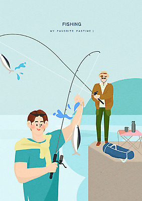 PSD 남자 바다 일러스트 낚시 휴식 어류 사람 성인 취미 두명 파란색 야외활동 기쁨 낚싯대 즐거움 힐링 바다낚시 남자만 워라밸 국내일러스트 감정 컬러 컨셉 레저 수중동물 낚시용품 신조어 파일형식