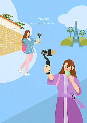PSD 여자 여행 일러스트 휴식 아이스크림 사람 취미 두명 파란색 담장 야외활동 여행객 사진촬영 촬영 기쁨 에펠탑 셀프카메라 즐거움 힐링 백팩 셀카봉 여자만 워라밸 크리에이터 국내일러스트 직업 감정 컬러 컨셉 가방 디저트 파리 신조어 랜드마크 파일형식 1인미디어