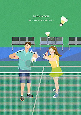 PSD 여자 남자 일러스트 휴식 사람 성인 취미 두명 초록색 운동 야외활동 기쁨 배드민턴라켓 셔틀콕 연습 즐거움 힐링 배드민턴 배드민턴장 성인만 워라밸 국내일러스트 감정 스포츠용품 컬러 컨셉 건강 구기 라켓 신조어 파일형식