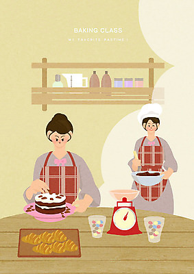 PSD 여자 빵 일러스트 주방용품 휴식 저울 사람 취미 두명 주방 앞치마 기쁨 즐거움 힐링 장식장 홈베이킹 제빵 거품기 성인여자만 워라밸 국내일러스트 감정 음식 가구 생활용품 컨셉 제과제빵 신조어 여자만 성인만 파일형식