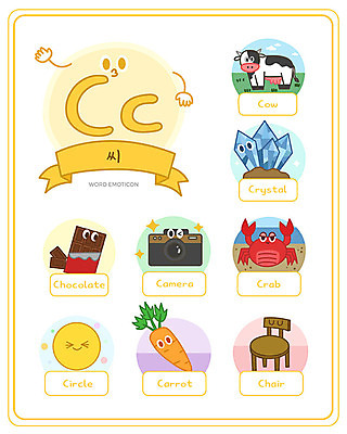 알파벳 영어 교육 의자 일러스트 대문자 영어교육 사람없음 단어 세트 카메라 초콜릿 당근 꽃게 원형 소 크리스탈 소문자 C 낱말카드 이모티콘 에듀 스쿨팩 워크북 국내일러스트 AI파일 도형 문자 가구 포유류 교재 디저트 뿌리채소 전자제품 게 광석 교구 에듀케이션 파일형식 벡터