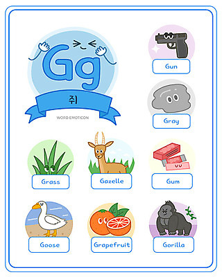 알파벳 영어 교육 일러스트 대문자 영어교육 잔디 사람없음 단어 세트 회색 총 G 껌 자몽 소문자 거위 낱말카드 고릴라 이모티콘 가젤 에듀 스쿨팩 워크북 국내일러스트 AI파일 식물 동물 문자 무기 컬러 과일 포유류 조류 교재 교구 에듀케이션 파일형식 벡터