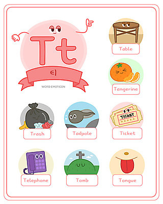 알파벳 영어 교육 일러스트 탁자 대문자 귤 영어교육 사람없음 단어 세트 무덤 티켓 쓰레기 혀 전화기 소문자 낱말카드 이모티콘 T 에듀 올챙이 스쿨팩 워크북 국내일러스트 AI파일 문자 가구 과일 교재 입 교구 에듀케이션 파일형식 벡터