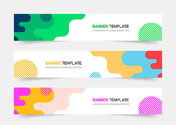 배너 가로배너 곡선 일러스트 프레임 사람없음 컬러풀 라벨 원형 역동적 기하학 지오메트릭 배너세트 국내일러스트 AI파일 도형 선 컬러 컨셉 무늬 가로 세트 파일형식 벡터