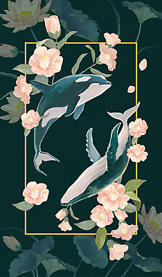 PSD 동물 구름 꽃잎 꽃 별 줄기 두마리 일러스트 상상 하늘 연꽃 상상일러스트 사람없음 초록색 판타지 수영 자유 달 비행 고래 감성 동백 범고래 혹등고래 몽환 국내일러스트 자연요소 식물 컬러 컨셉 2 포유류 수중동물 수상스포츠 파일형식