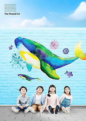 PSD 편집이미지 응시 여자 어린이교육 교육 남자 꽃 어린이 벽 하늘 수채화 미술 미소 사람 소녀 소년 여러명 파란색 컬러풀 한국인 고래 즐거움 미술교육 에듀 어린이만 스쿨팩 이미지편집 식물 시선 감정 컬러 다수 포유류 문화예술 표정 동양인 수중동물 에듀케이션 파일형식