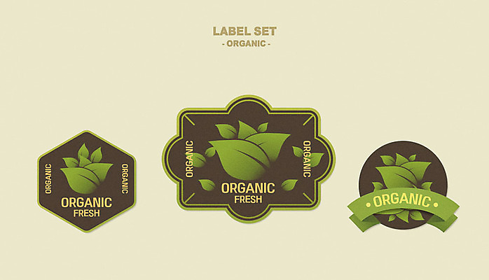 스티커 잎 일러스트 사람없음 초록색 세트 라벨 신선 심볼 유기농 국내일러스트 AI파일 식물 웰빙 컬러 프레임 파일형식 벡터