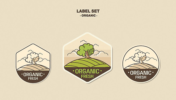 나무 구름 스티커 라인일러스트 일러스트 사람없음 세트 라벨 신선 심볼 언덕 유기농 국내일러스트 AI파일 자연요소 식물 웰빙 프레임 파일형식 벡터