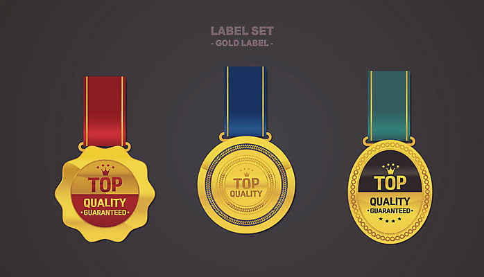 리본 스티커 일러스트 왕관 사람없음 세트 라벨 금색 상패 심볼 금메달 국내일러스트 AI파일 컬러 프레임 상_우승 메달 파일형식 벡터