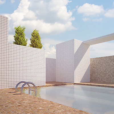 PSD 나무 구름 편집이미지 건축물 외관 건축 하늘 수영장 사람없음 야외 3D소스 3D 디지털합성 오브젝트 타일벽 편집소스 편집3D 자연요소 식물 벽 파일형식