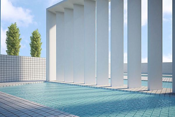 PSD 나무 구름 편집이미지 건축물 외관 건축 하늘 수영장 사람없음 야외 3D소스 3D 타일 디지털합성 오브젝트 타일벽 편집소스 편집3D 자연요소 식물 벽 파일형식