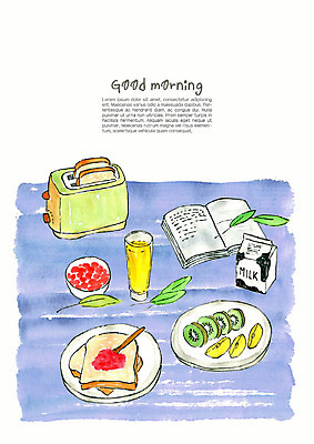PSD 음식 과일 일러스트 식탁 아침 수채화 키위 사람없음 책 주방 식사 주스 우유 아침식사 상차림 잼 브런치 토스트 웰빙음식 딸기잼 토스트기 국내일러스트 주간 웰빙 음료 빵 탁자 유제품 가전제품 소스_음식 건강식 파일형식