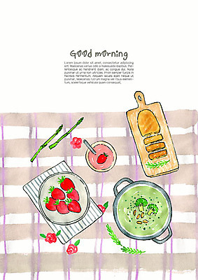 PSD 음식 빵 과일 일러스트 식탁 딸기 아침 수채화 도마 사람없음 주방 식사 주스 아침식사 수프 과일주스 브로콜리 상차림 아스파라거스 브런치 딸기주스 웰빙음식 브로콜리스프 국내일러스트 주간 웰빙 음료 채소 탁자 주방용품 건강식 파일형식